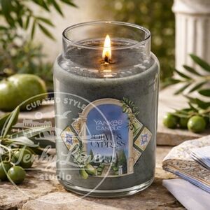 Yankee Candle Olive & Cypress 22oz Large Jar Fresh Green Woodsy